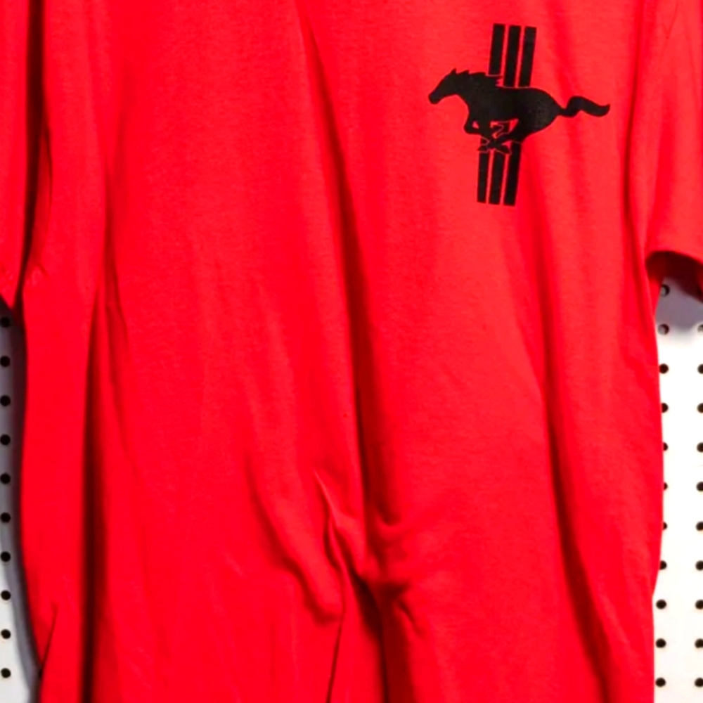 Red Graphic T-Shirt with Black Horse Design